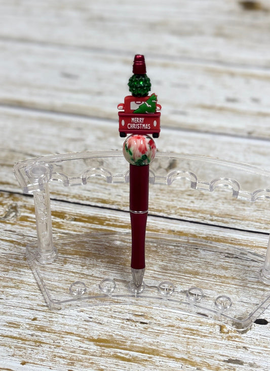 Merry Christmas Truck Beaded Pen