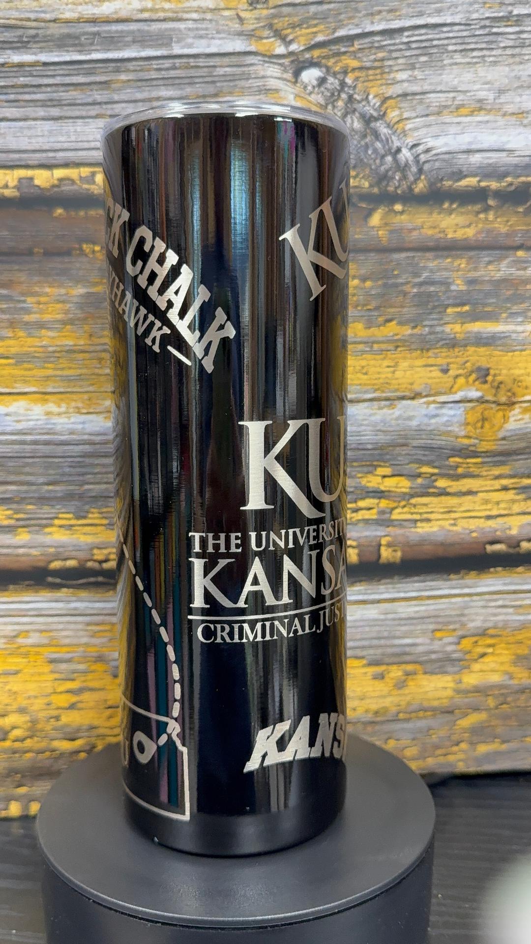 Kansas University 20 oz Powder-Coated Stainless Steel Tumbler