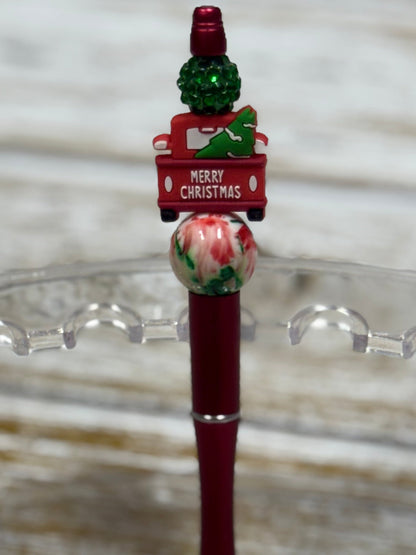 Merry Christmas Truck Beaded Pen
