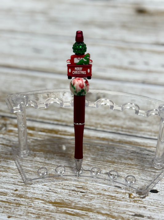 Merry Christmas Truck Beaded Pen