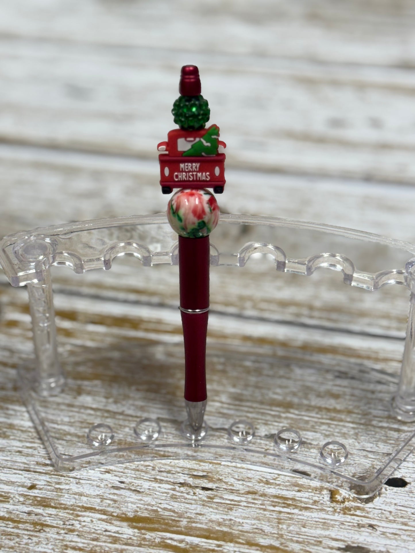 Merry Christmas Truck Beaded Pen