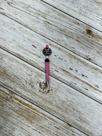 Faith Over Fear Beaded Pen – Inspirational Pink Twist Pen