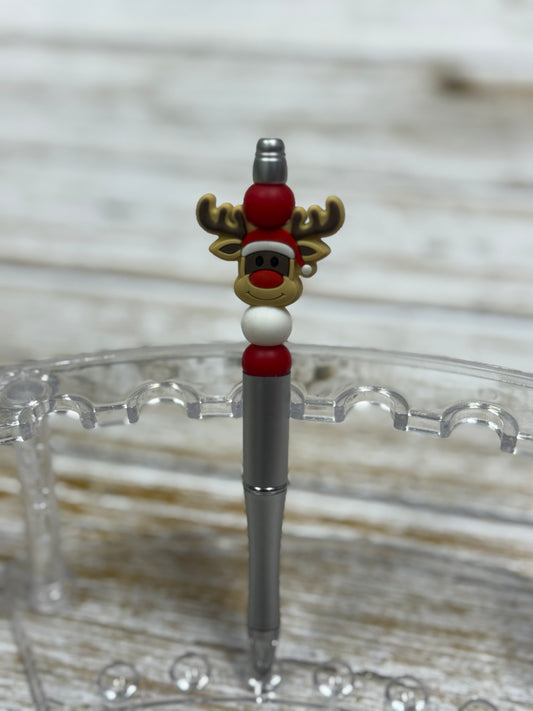 Santa Reindeer Beaded Pen