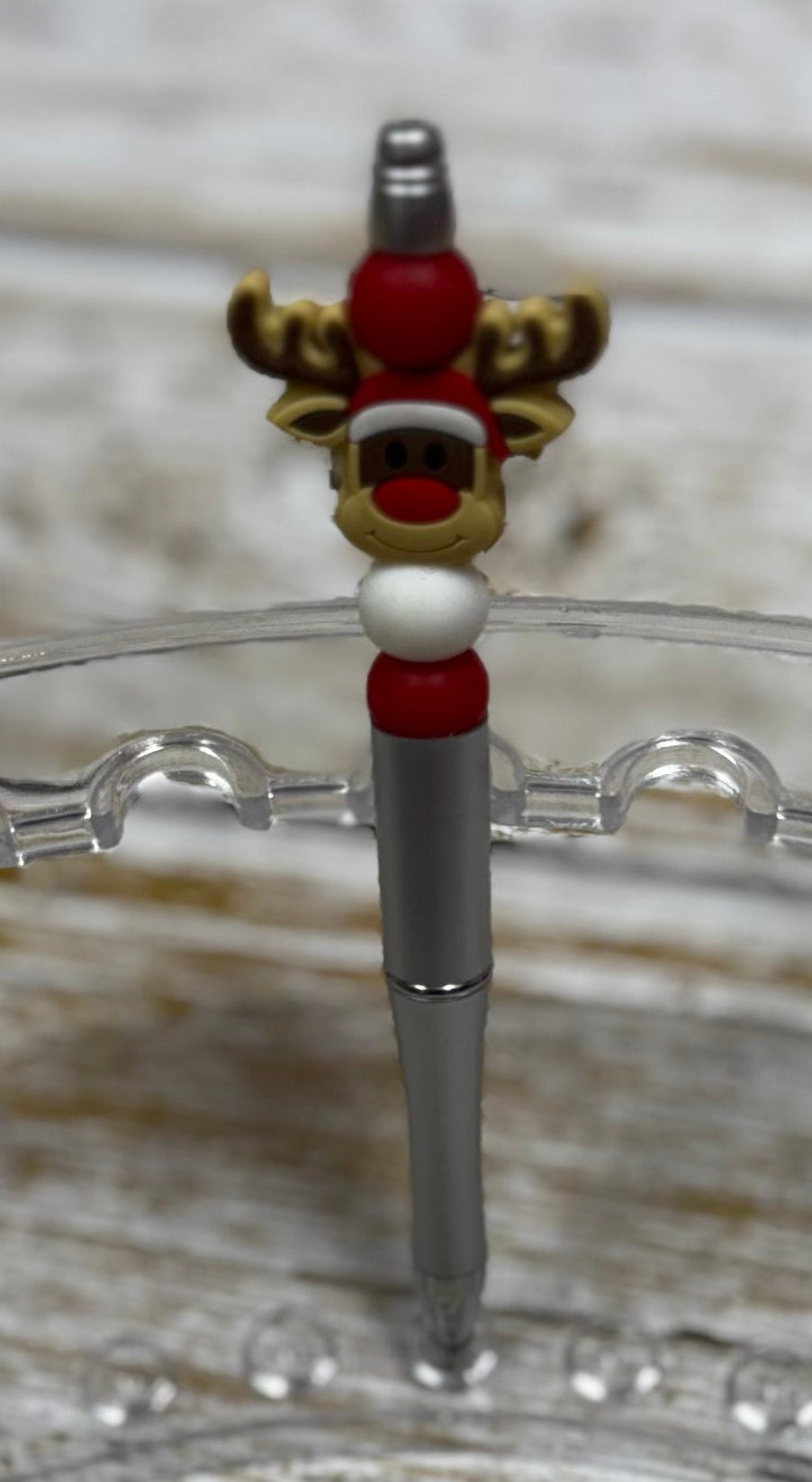 Santa Reindeer Beaded Pen