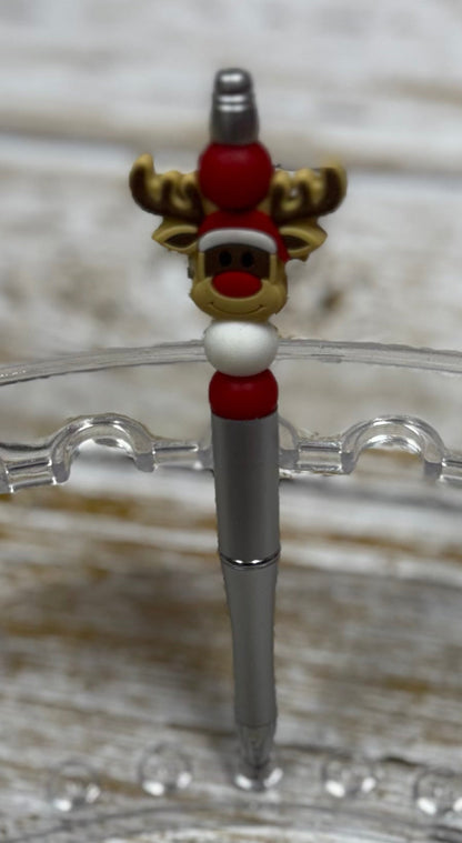 Santa Reindeer Beaded Pen