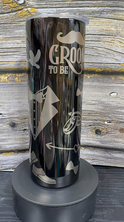 Lucky Mr. – 20 oz Black Stainless Steel Tumbler ("She Said Yes!")