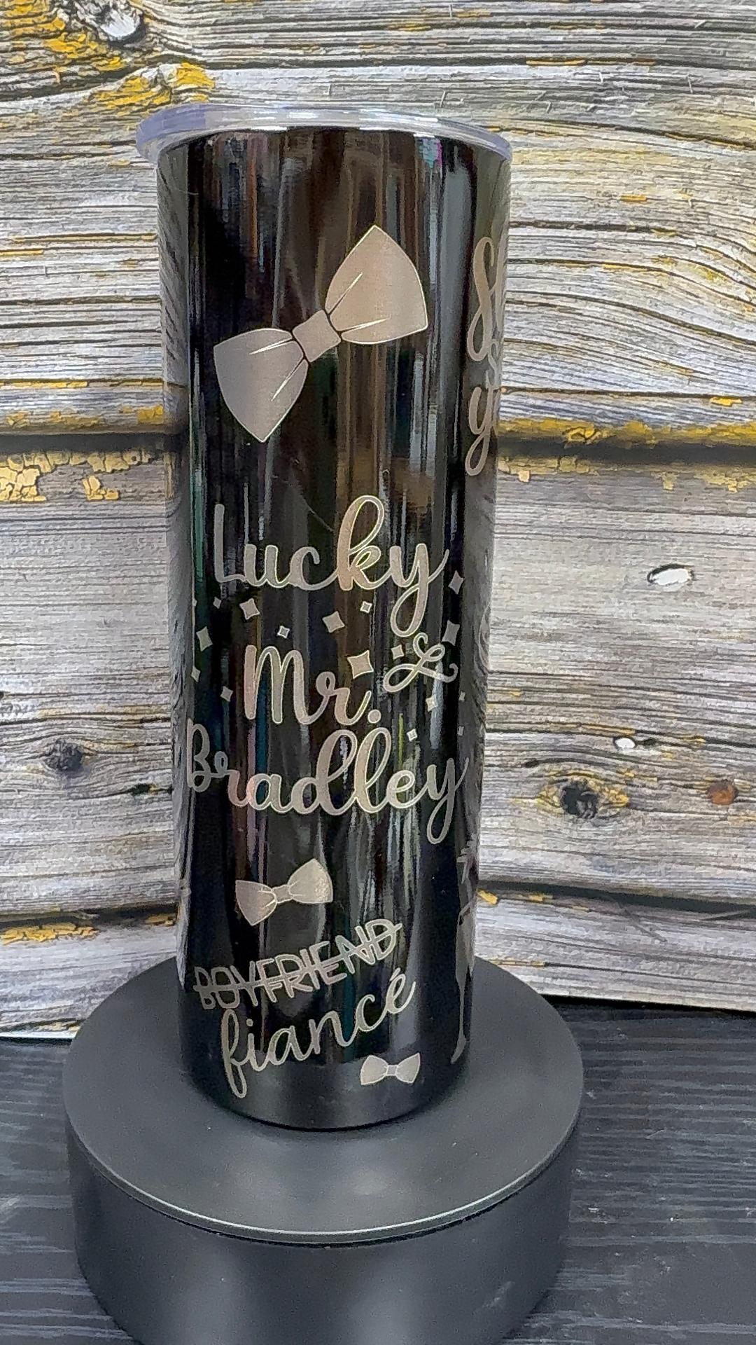 Lucky Mr. – 20 oz Black Stainless Steel Tumbler ("She Said Yes!")