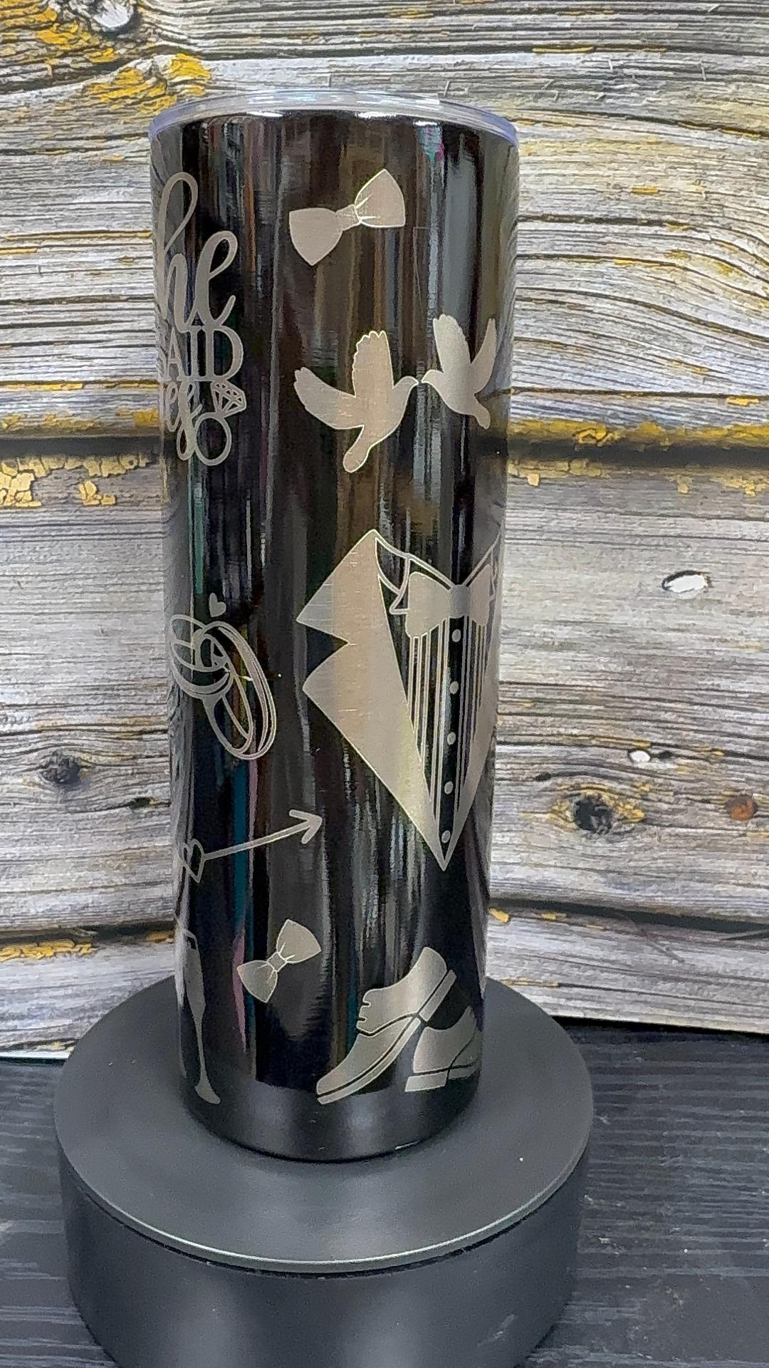 Lucky Mr. – 20 oz Black Stainless Steel Tumbler ("She Said Yes!")
