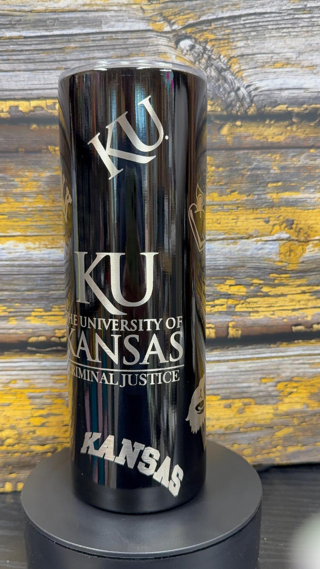 Kansas University 20 oz Powder-Coated Stainless Steel Tumbler