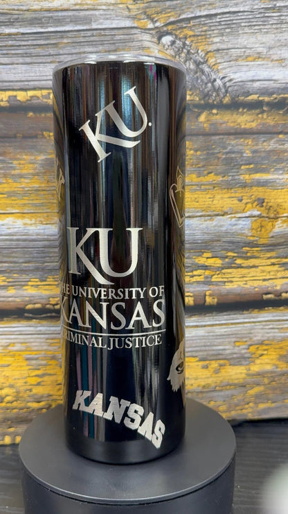 Kansas University 20 oz Powder-Coated Stainless Steel Tumbler